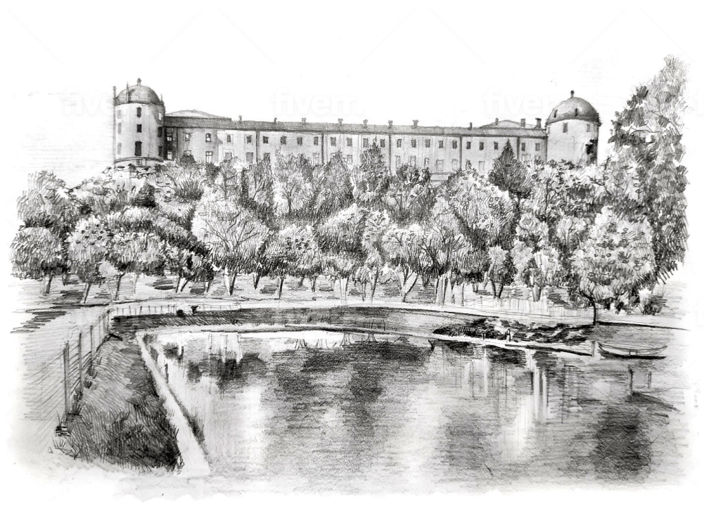 Illustration of Uppsala Castle during Dag Hammarskjöld's childhood